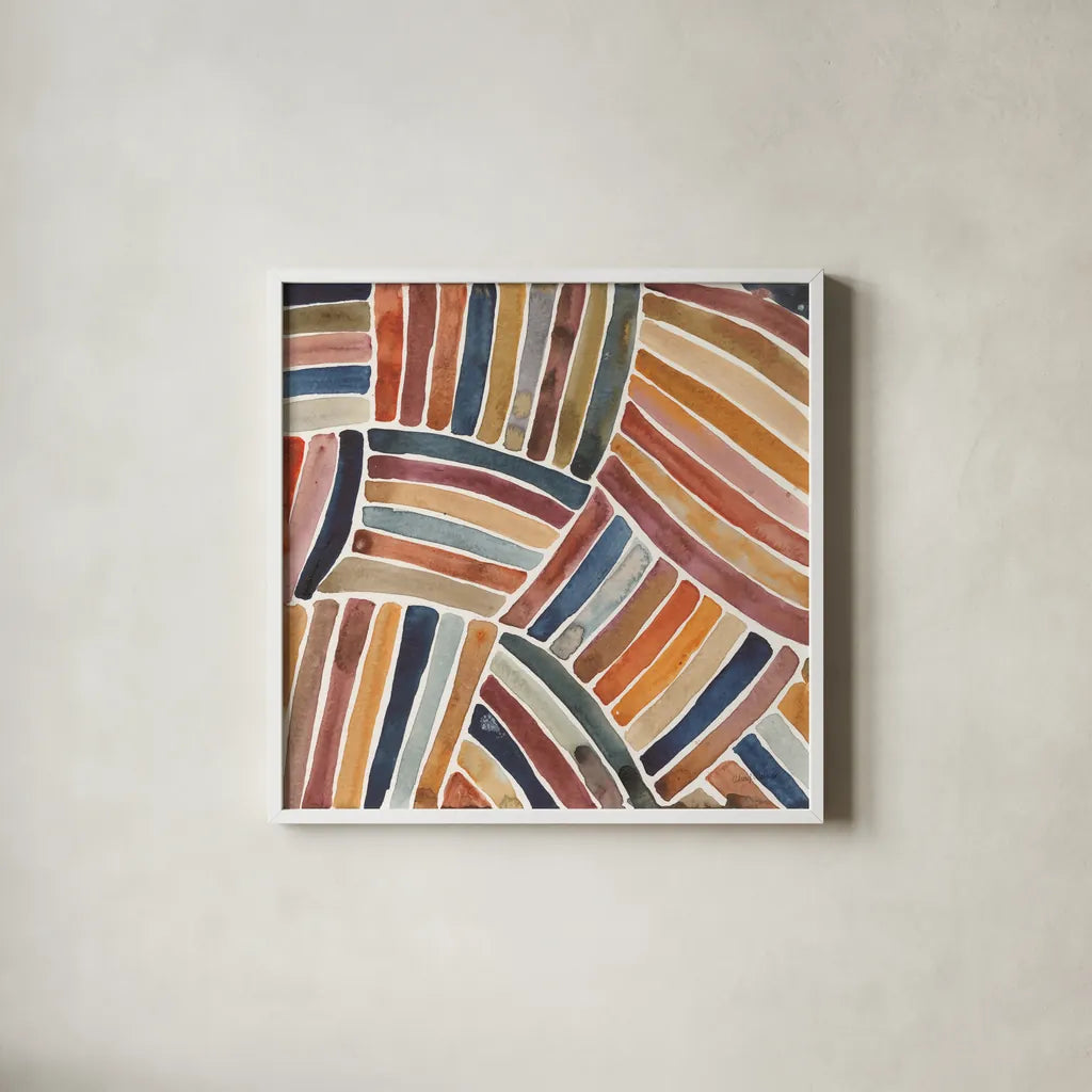 Furrow I by Cheryl Warrick. Shown in a crisp white glass frame for a clean and minimalist style. Available as an archival giclee rolled canvas, fine art paper, or poster print. SKU 79899a.