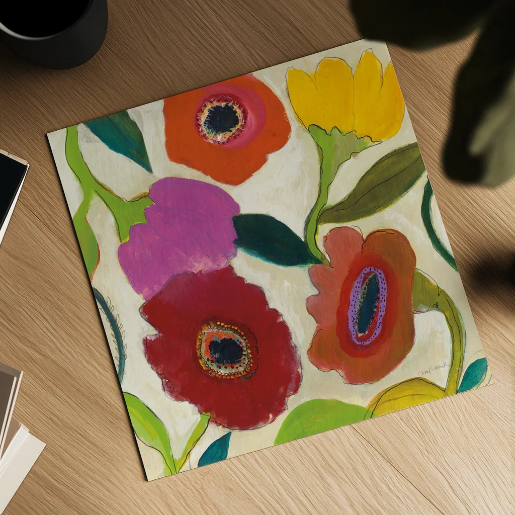 Garden Memory II by Cheryl Warrick. Shown as a detailed flat fine art print, highlighting archival giclee quality. Available as an archival giclee rolled canvas, fine art paper, or poster print. SKU 16569a.