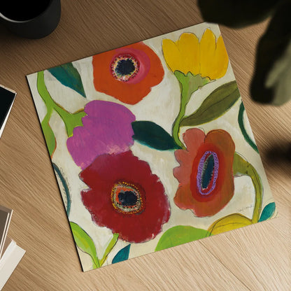 Garden Memory II by Cheryl Warrick. Shown as a detailed flat fine art print, highlighting archival giclee quality. Available as an archival giclee rolled canvas, fine art paper, or poster print. SKU 16569a.