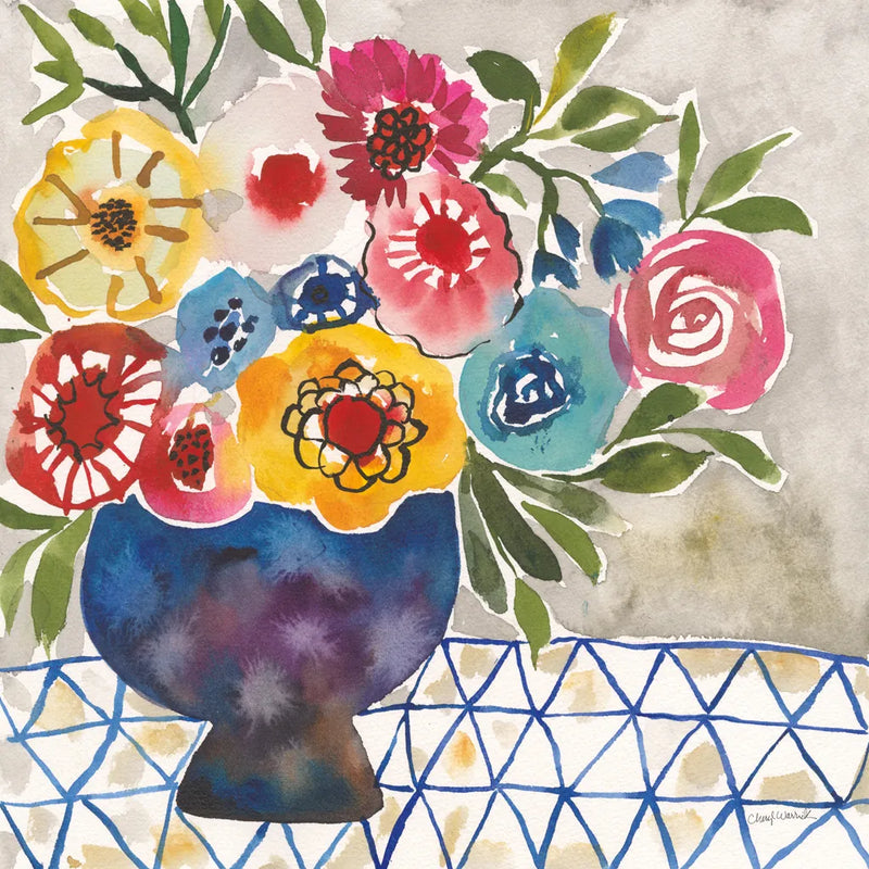 Geo Blooms by Cheryl Warrick. SKU 103250a. Archival Giclee Fine art print for wall decor.