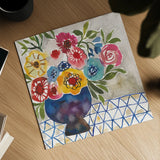 Geo Blooms by Cheryl Warrick. Shown as a detailed flat fine art print, highlighting archival giclee quality. Available as an archival giclee rolled canvas, fine art paper, or poster print. SKU 103250a.