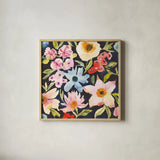 Gratitude Garden I by Cheryl Warrick. Shown in a natural wood glass frame for a timeless modern aesthetic. Available as an archival giclee rolled canvas, fine art paper, or poster print. SKU 103545a.