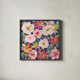Gratitude Garden II by Cheryl Warrick. Shown in a sleek black glass frame for a contemporary gallery look. Available as an archival giclee rolled canvas, fine art paper, or poster print. SKU 103546a.