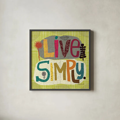 Happy Thoughts IV by Cheryl Warrick. Shown in a sleek black glass frame for a contemporary gallery look. Available as an archival giclee rolled canvas, fine art paper, or poster print. SKU 14816a.