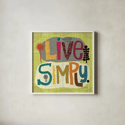 Happy Thoughts IV by Cheryl Warrick. Shown in a crisp white glass frame for a clean and minimalist style. Available as an archival giclee rolled canvas, fine art paper, or poster print. SKU 14816a.