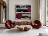 Harmony I by Cheryl Warrick. Shown as extra-large giant wall art in a modern living room. Available as an archival giclee rolled canvas, fine art paper, or poster print. SKU 17014a.