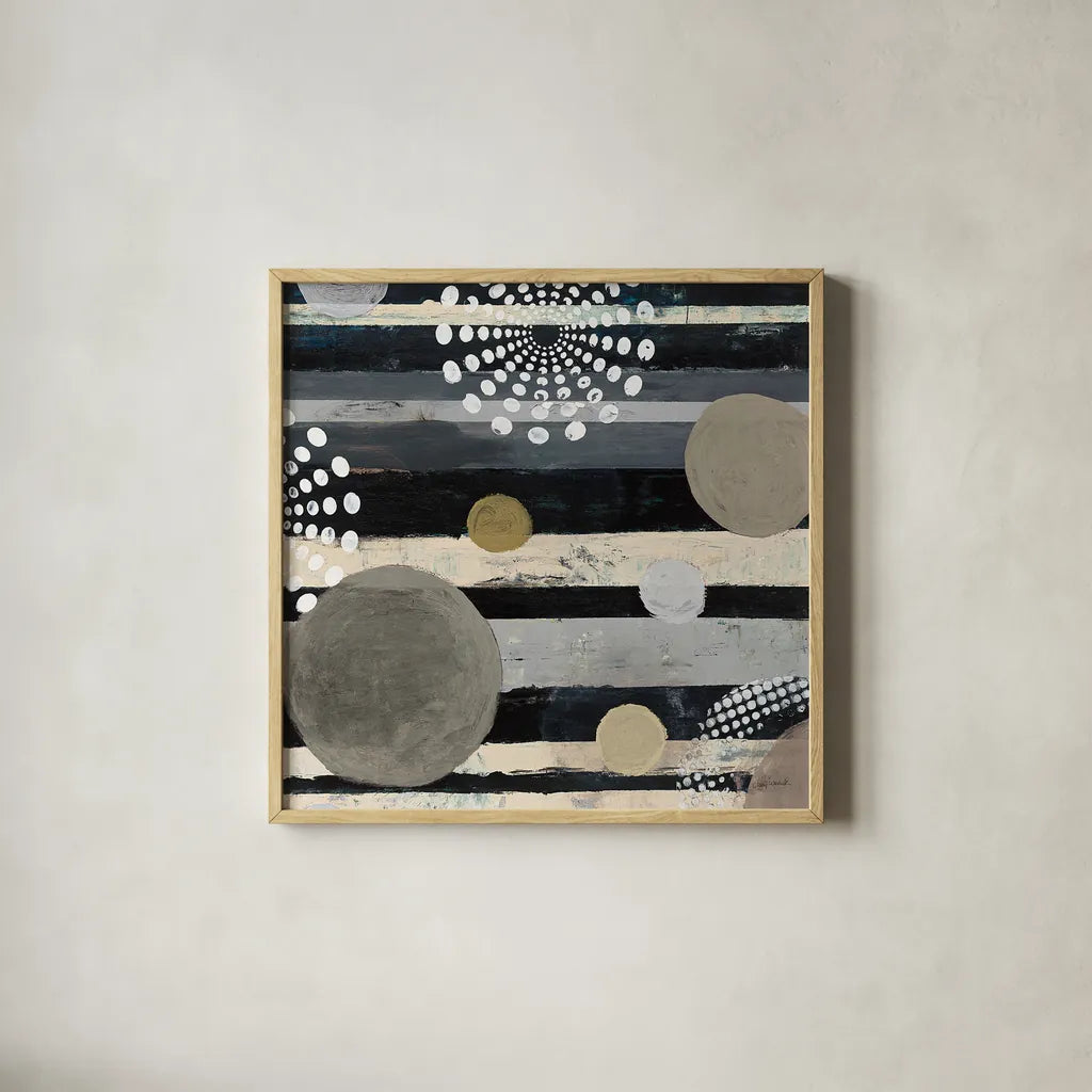 Harmony I Archroma by Cheryl Warrick. Shown in a natural wood glass frame for a timeless modern aesthetic. Available as an archival giclee rolled canvas, fine art paper, or poster print. SKU 30078a.