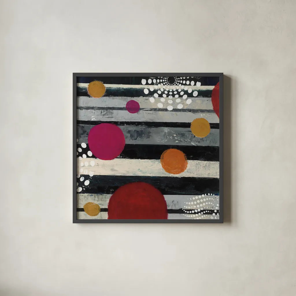 Harmony II by Cheryl Warrick. Shown in a sleek black glass frame for a contemporary gallery look. Available as an archival giclee rolled canvas, fine art paper, or poster print. SKU 17015a.