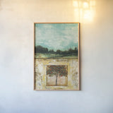 Here I Crop by Cheryl Warrick. shown as a paper print in a natural frame. Available as a archival giclee rolled canvas, fine art paper, or poster print. SKU 24512h.