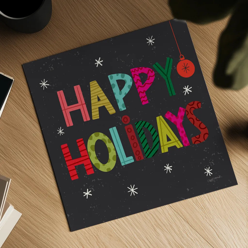 Holiday Wishes I by Cheryl Warrick. Shown as a detailed flat fine art print, highlighting archival giclee quality. Available as an archival giclee rolled canvas, fine art paper, or poster print. SKU 97611a.