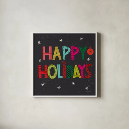 Holiday Wishes I by Cheryl Warrick. Shown in a crisp white glass frame for a clean and minimalist style. Available as an archival giclee rolled canvas, fine art paper, or poster print. SKU 97611a.