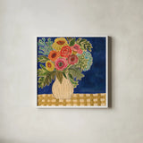 Hopeful Blooms I by Cheryl Warrick. Shown in a crisp white glass frame for a clean and minimalist style. Available as an archival giclee rolled canvas, fine art paper, or poster print. SKU 103253a.