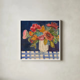 Hopeful Blooms II by Cheryl Warrick. Shown in a crisp white glass frame for a clean and minimalist style. Available as an archival giclee rolled canvas, fine art paper, or poster print. SKU 103254a.