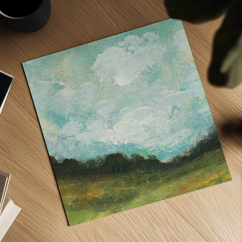 In the Field Square II by Cheryl Warrick. Shown as a detailed flat fine art print, highlighting archival giclee quality. Available as an archival giclee rolled canvas, fine art paper, or poster print. SKU 37754a.