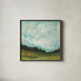 In the Field Square II by Cheryl Warrick. Shown in a sleek black glass frame for a contemporary gallery look. Available as an archival giclee rolled canvas, fine art paper, or poster print. SKU 37754a.