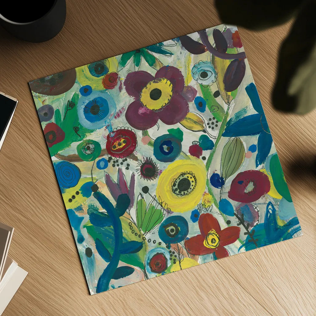 Jewel Garden III by Cheryl Warrick. Shown as a detailed flat fine art print, highlighting archival giclee quality. Available as an archival giclee rolled canvas, fine art paper, or poster print. SKU 37829a.