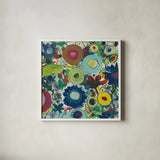 Jewel Garden IV by Cheryl Warrick. Shown in a crisp white glass frame for a clean and minimalist style. Available as an archival giclee rolled canvas, fine art paper, or poster print. SKU 37830a.