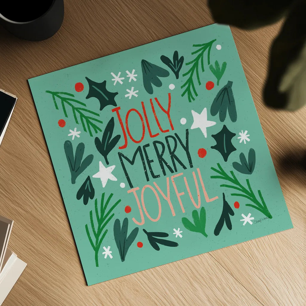 Joyful Holiday I by Cheryl Warrick. Shown as a detailed flat fine art print, highlighting archival giclee quality. Available as an archival giclee rolled canvas, fine art paper, or poster print. SKU 87650a.