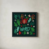 Joyful Holiday II by Cheryl Warrick. Shown in a sleek black glass frame for a contemporary gallery look. Available as an archival giclee rolled canvas, fine art paper, or poster print. SKU 87651a.