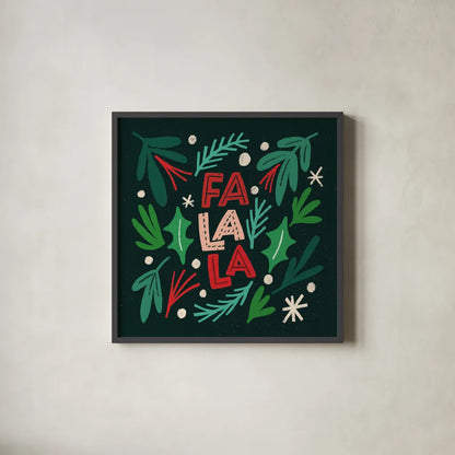 Joyful Holiday IV by Cheryl Warrick. Shown in a sleek black glass frame for a contemporary gallery look. Available as an archival giclee rolled canvas, fine art paper, or poster print. SKU 87653a.