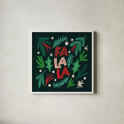 Joyful Holiday IV by Cheryl Warrick. Shown in a crisp white glass frame for a clean and minimalist style. Available as an archival giclee rolled canvas, fine art paper, or poster print. SKU 87653a.