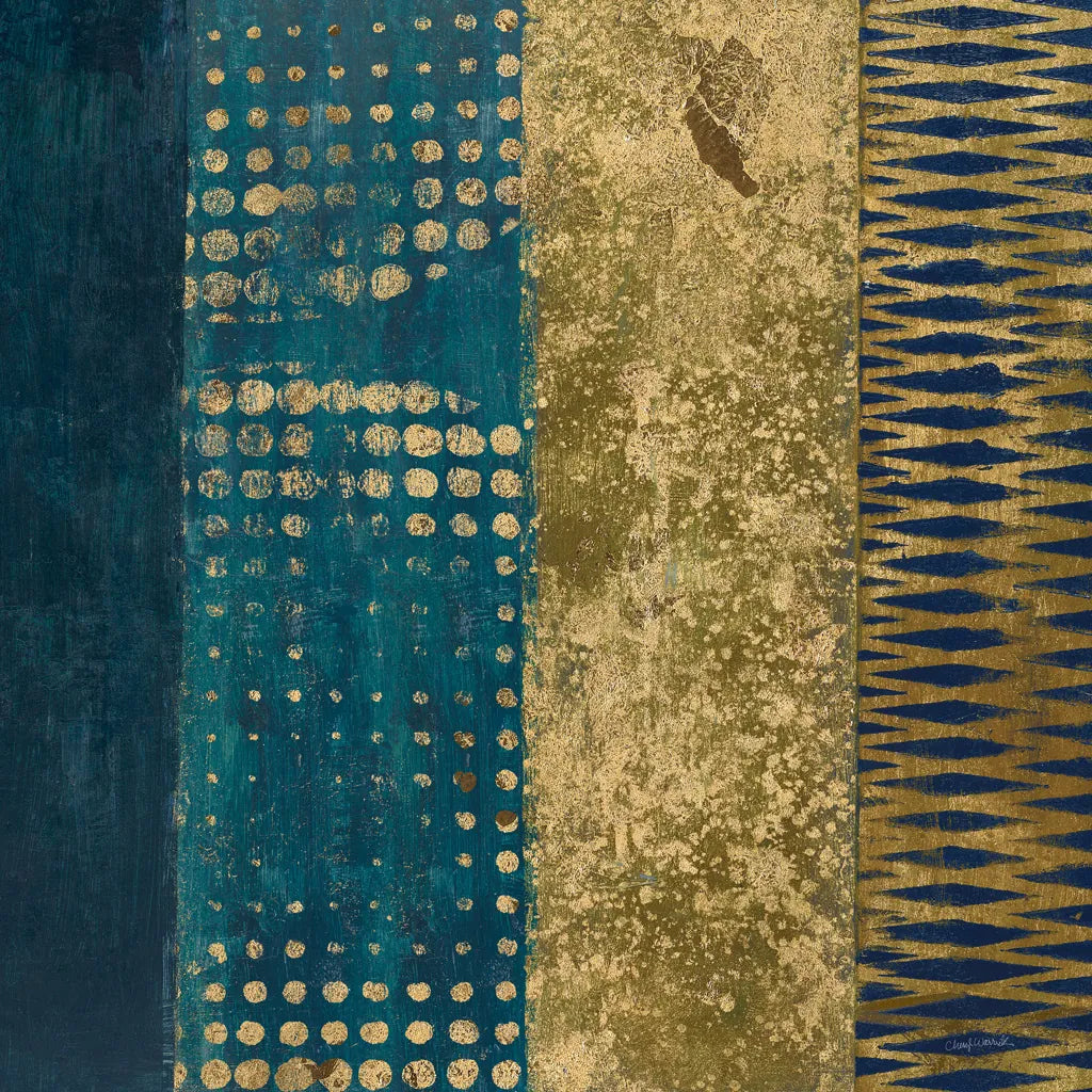 Juxtapose III Metallic by Cheryl Warrick. SKU 19253a. Archival Giclee Fine art print for wall decor.