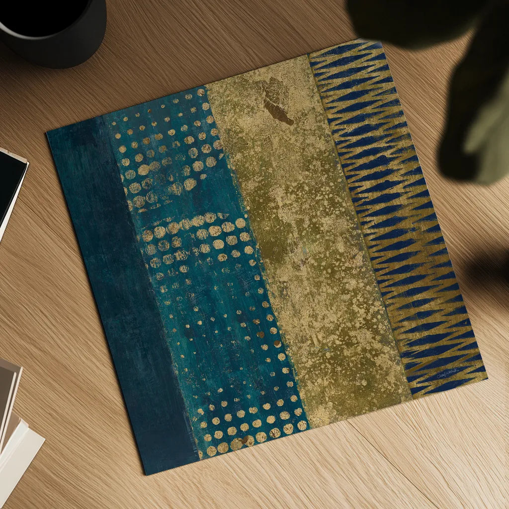 Juxtapose III Metallic by Cheryl Warrick. Shown as a detailed flat fine art print, highlighting archival giclee quality. Available as an archival giclee rolled canvas, fine art paper, or poster print. SKU 19253a.