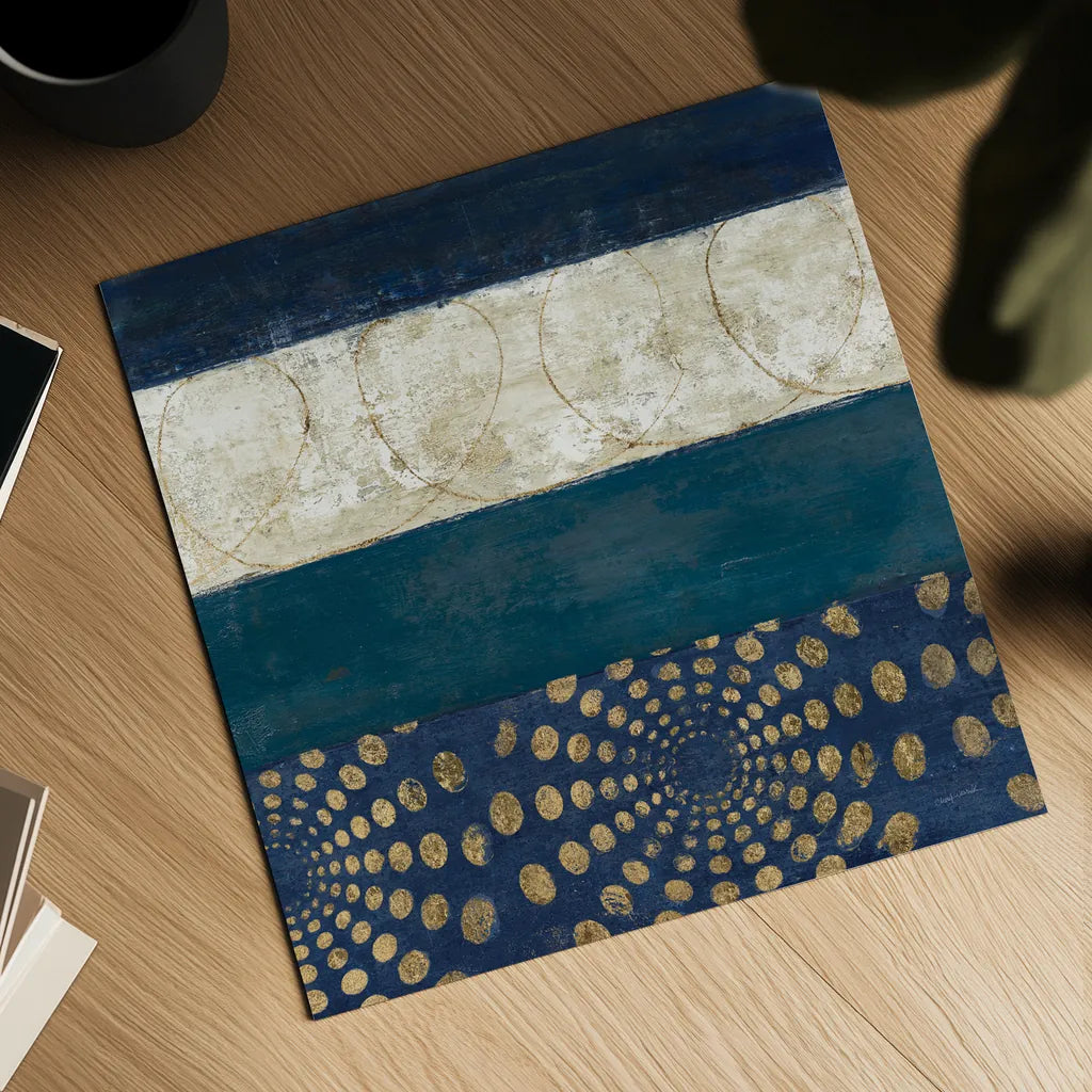 Juxtapose IV Metallic by Cheryl Warrick. Shown as a detailed flat fine art print, highlighting archival giclee quality. Available as an archival giclee rolled canvas, fine art paper, or poster print. SKU 19254a.