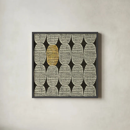 Kitchen Play Pattern II BWG by Cheryl Warrick. Shown in a sleek black glass frame for a contemporary gallery look. Available as an archival giclee rolled canvas, fine art paper, or poster print. SKU 77643a.