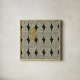 Kitchen Play Pattern II BWG by Cheryl Warrick. Shown in a natural wood glass frame for a timeless modern aesthetic. Available as an archival giclee rolled canvas, fine art paper, or poster print. SKU 77643a.