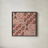 Kuba Dance II Blush by Cheryl Warrick. Shown in a sleek black glass frame for a contemporary gallery look. Available as an archival giclee rolled canvas, fine art paper, or poster print. SKU 82167a.