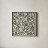 Kuba Play I Neutral by Cheryl Warrick. Shown in a sleek black glass frame for a contemporary gallery look. Available as an archival giclee rolled canvas, fine art paper, or poster print. SKU 63178a.