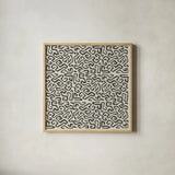 Kuba Play I Neutral by Cheryl Warrick. Shown in a natural wood glass frame for a timeless modern aesthetic. Available as an archival giclee rolled canvas, fine art paper, or poster print. SKU 63178a.