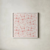 Kuba Play II Blush by Cheryl Warrick. Shown in a crisp white glass frame for a clean and minimalist style. Available as an archival giclee rolled canvas, fine art paper, or poster print. SKU 82380a.