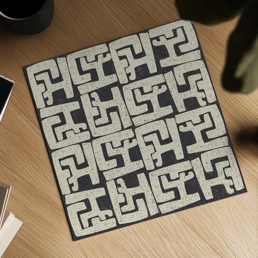 Kuba Play II Neutral by Cheryl Warrick. Shown as a detailed flat fine art print, highlighting archival giclee quality. Available as an archival giclee rolled canvas, fine art paper, or poster print. SKU 63179a.