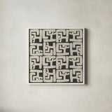Kuba Play II Neutral by Cheryl Warrick. Shown in a crisp white glass frame for a clean and minimalist style. Available as an archival giclee rolled canvas, fine art paper, or poster print. SKU 63179a.