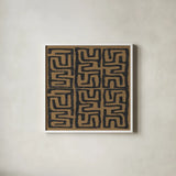 Kuba Play III Brown by Cheryl Warrick. Shown in a crisp white glass frame for a clean and minimalist style. Available as an archival giclee rolled canvas, fine art paper, or poster print. SKU 77620a.