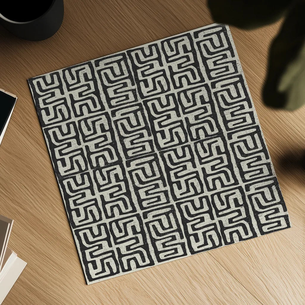 Kuba Play III Neutral by Cheryl Warrick. Shown as a detailed flat fine art print, highlighting archival giclee quality. Available as an archival giclee rolled canvas, fine art paper, or poster print. SKU 63180a.