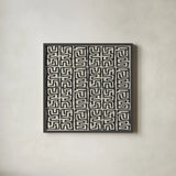 Kuba Play III Neutral by Cheryl Warrick. Shown in a sleek black glass frame for a contemporary gallery look. Available as an archival giclee rolled canvas, fine art paper, or poster print. SKU 63180a.