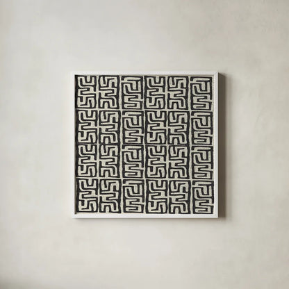 Kuba Play III Neutral by Cheryl Warrick. Shown in a crisp white glass frame for a clean and minimalist style. Available as an archival giclee rolled canvas, fine art paper, or poster print. SKU 63180a.