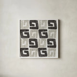 Kubatwist Neutral by Cheryl Warrick. Shown in a crisp white glass frame for a clean and minimalist style. Available as an archival giclee rolled canvas, fine art paper, or poster print. SKU 63177a.