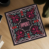 Love Sentiments Amore by Cheryl Warrick. Shown as a detailed flat fine art print, highlighting archival giclee quality. Available as an archival giclee rolled canvas, fine art paper, or poster print. SKU 104050a.