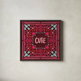 Love Sentiments Cutie by Cheryl Warrick. Shown in a sleek black glass frame for a contemporary gallery look. Available as an archival giclee rolled canvas, fine art paper, or poster print. SKU 104049a.