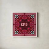 Love Sentiments Cutie by Cheryl Warrick. Shown in a crisp white glass frame for a clean and minimalist style. Available as an archival giclee rolled canvas, fine art paper, or poster print. SKU 104049a.