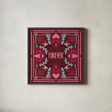 Love Sentiments Forever by Cheryl Warrick. Shown in a sleek black glass frame for a contemporary gallery look. Available as an archival giclee rolled canvas, fine art paper, or poster print. SKU 104048a.