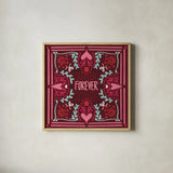 Love Sentiments Forever by Cheryl Warrick. Shown in a natural wood glass frame for a timeless modern aesthetic. Available as an archival giclee rolled canvas, fine art paper, or poster print. SKU 104048a.