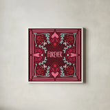 Love Sentiments Forever by Cheryl Warrick. Shown in a crisp white glass frame for a clean and minimalist style. Available as an archival giclee rolled canvas, fine art paper, or poster print. SKU 104048a.
