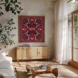 Love Sentiments Forever by Cheryl Warrick. Shown in a natural wood frame in a cozy modern living room. Available as an archival giclee rolled canvas, fine art paper, or poster print. SKU 104048a.