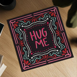 Love Sentiments Hug Me by Cheryl Warrick. Shown as a detailed flat fine art print, highlighting archival giclee quality. Available as an archival giclee rolled canvas, fine art paper, or poster print. SKU 104047a.