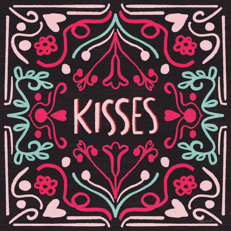 Love Sentiments Kisses by Cheryl Warrick. SKU 104046a. Archival Giclee Fine art print for wall decor.